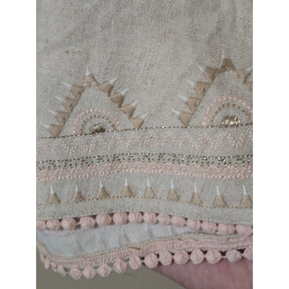 Tommy Bahama Kids Girls Beige Embroidered Pom Pom Boho Long Sleeve Dress Size 5 - Picture 5 of 6